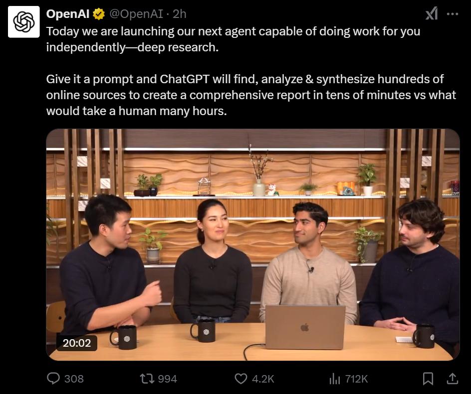 分析师的黄昏?OpenAI推出AI Agent“深度研究” 分析师的黄昏?OpenAI推出AI Agent“深度研究”