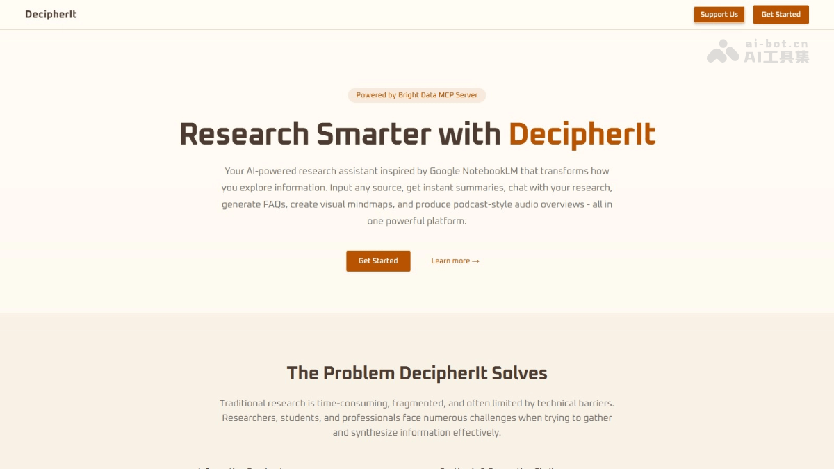 DecipherIt-AI研究助手，支持多源研究整合和分析