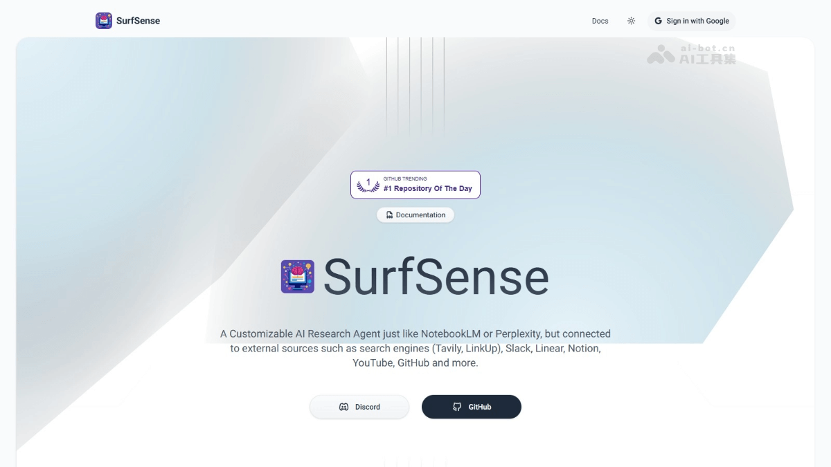 SurfSense-开源AI研究助手，个人知识库与全球数据源无缝链接
