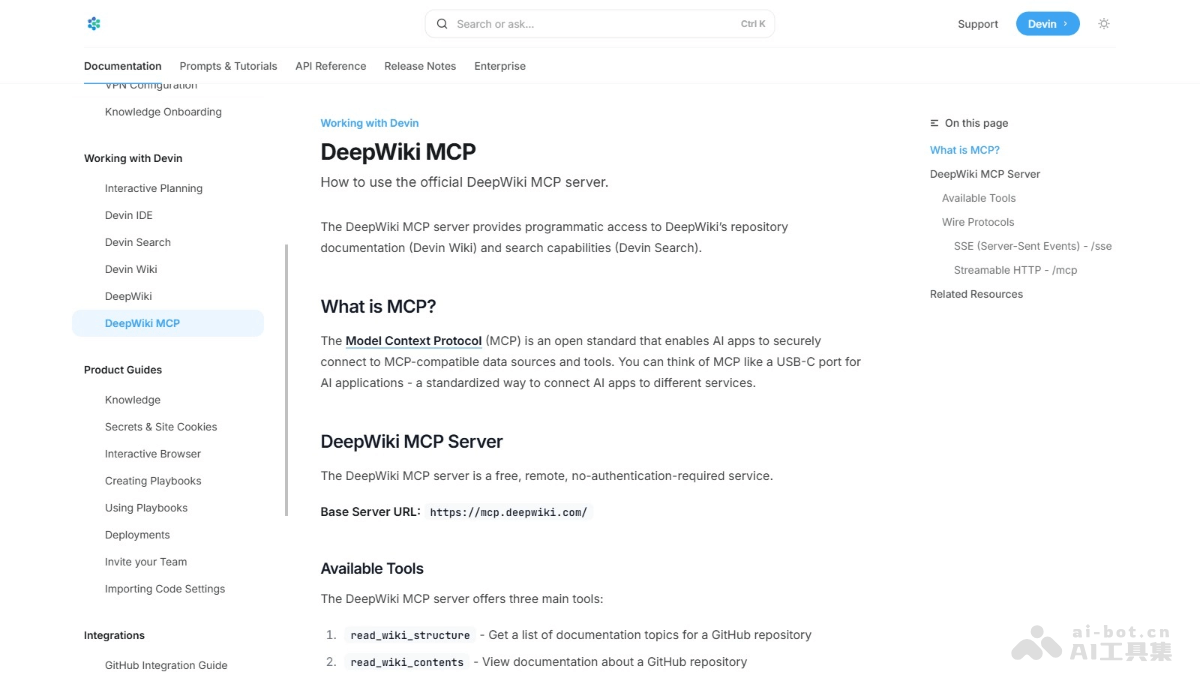 DeepWiki MCP-Cognition Labs推出的MCP服务工具