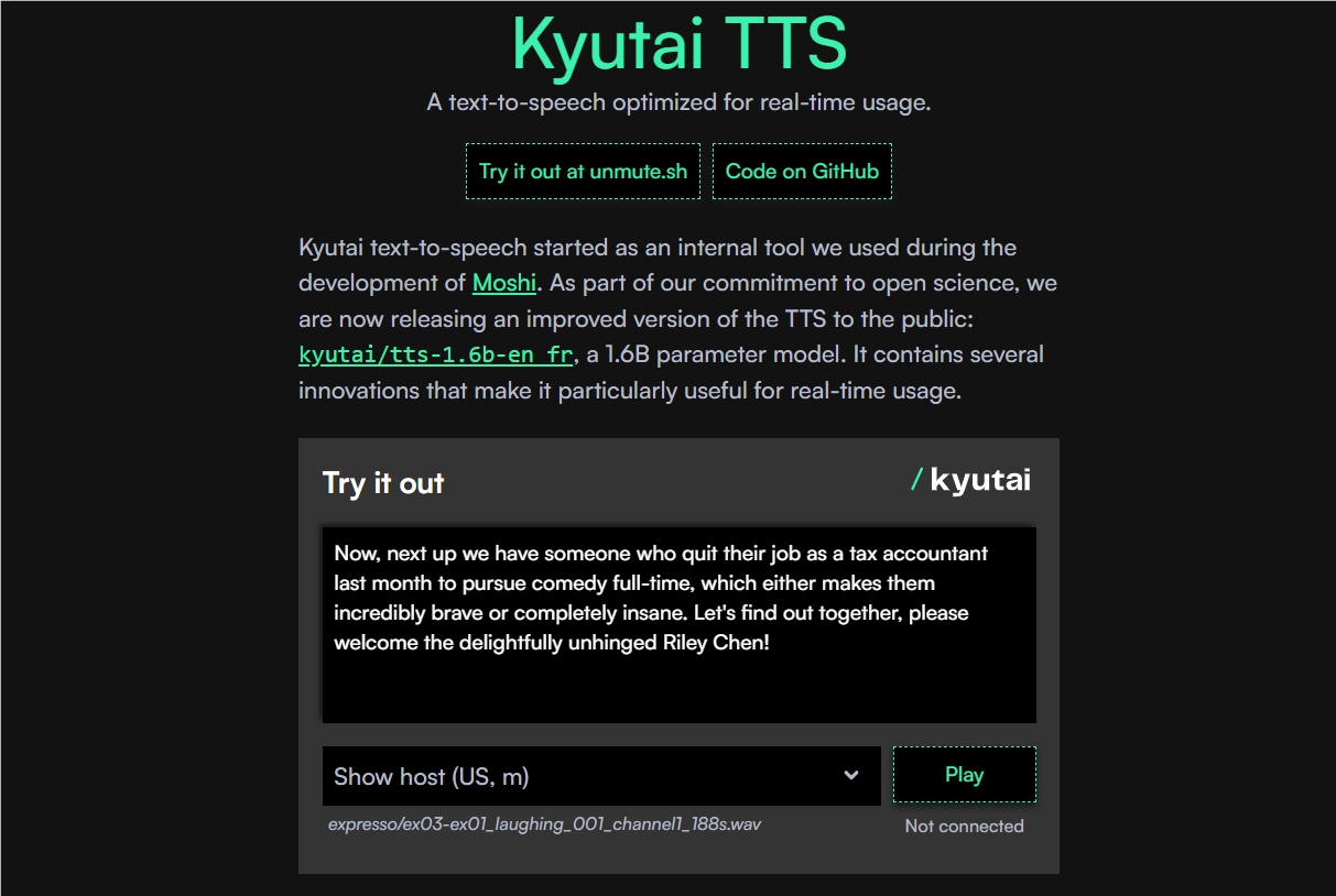 开源新势力！Kyutai TTS：开启AI语音超低延迟新时代