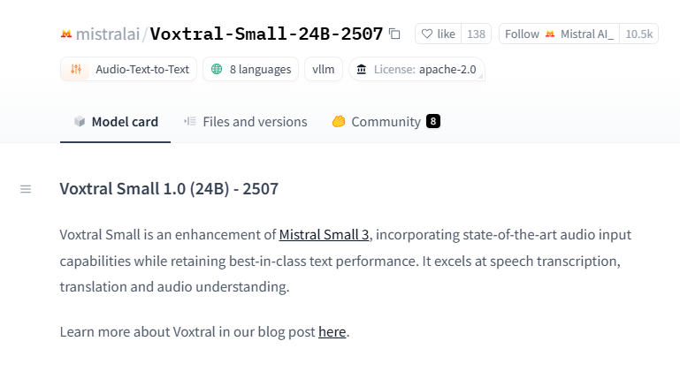 谁将改变游戏规则？Mistral重磅发布开源音频模型Voxtral
