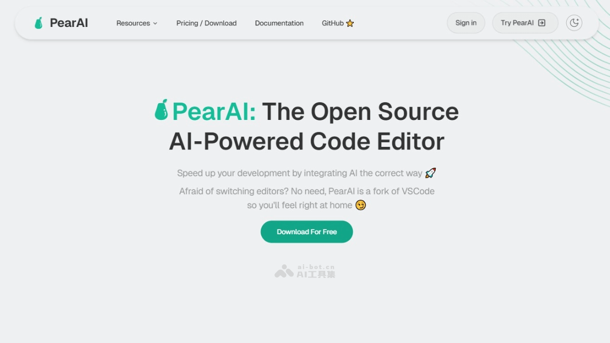 PearAI-开源的AI代码编辑器，基于VSCode开发直接与代码库对话