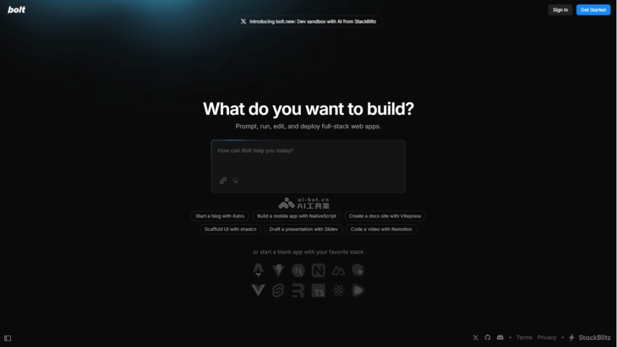 Bolt․new-AI全栈 Web 编程工具，自动写代码、运行、部署