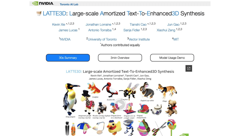LATTE3D-英伟达推出的文本快速生成3D对象的模型