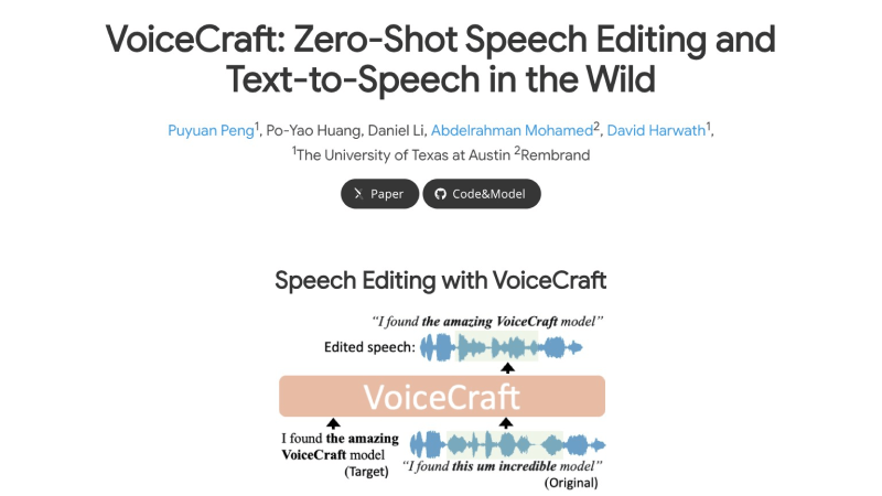 VoiceCraft-开源的语音编辑和文本转语音模型