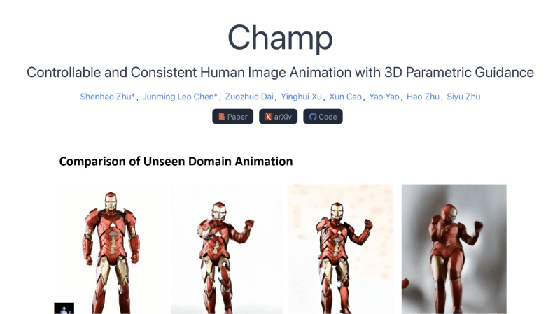 Champ-基于3D的人物图片转视频动画模型