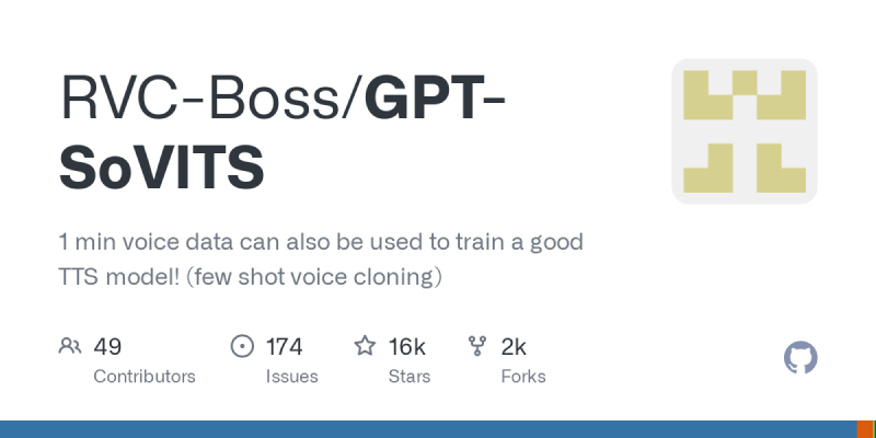 GPT-SoVITS-开源的声音克隆项目，只需少量数据即可合成声音