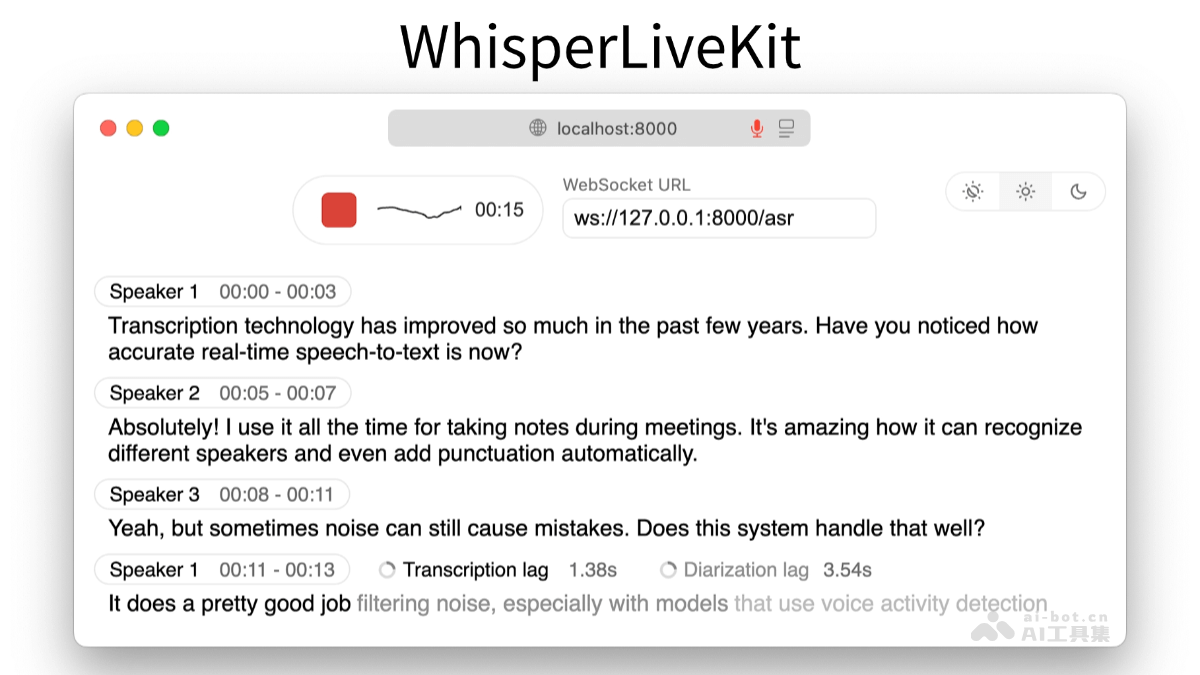 WhisperLiveKit-开源AI语音识别工具，支持说话人识别