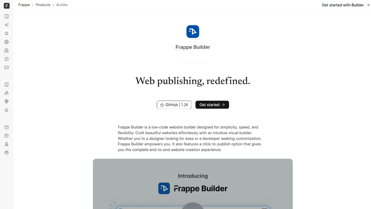 Frappe Builder-开源AI网站构建工具，可视化编辑应用