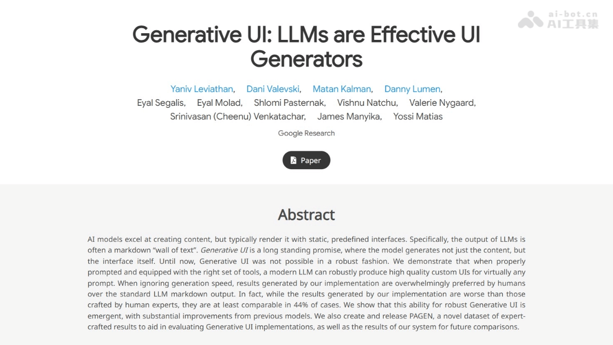 Generative UI-谷歌推出的生成式交互界面AI技术
