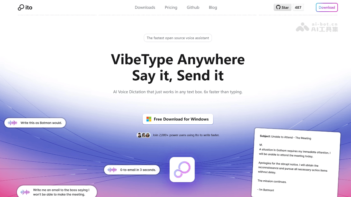 Ito-开源的AI语音听写工具，口语意图可转为文本
