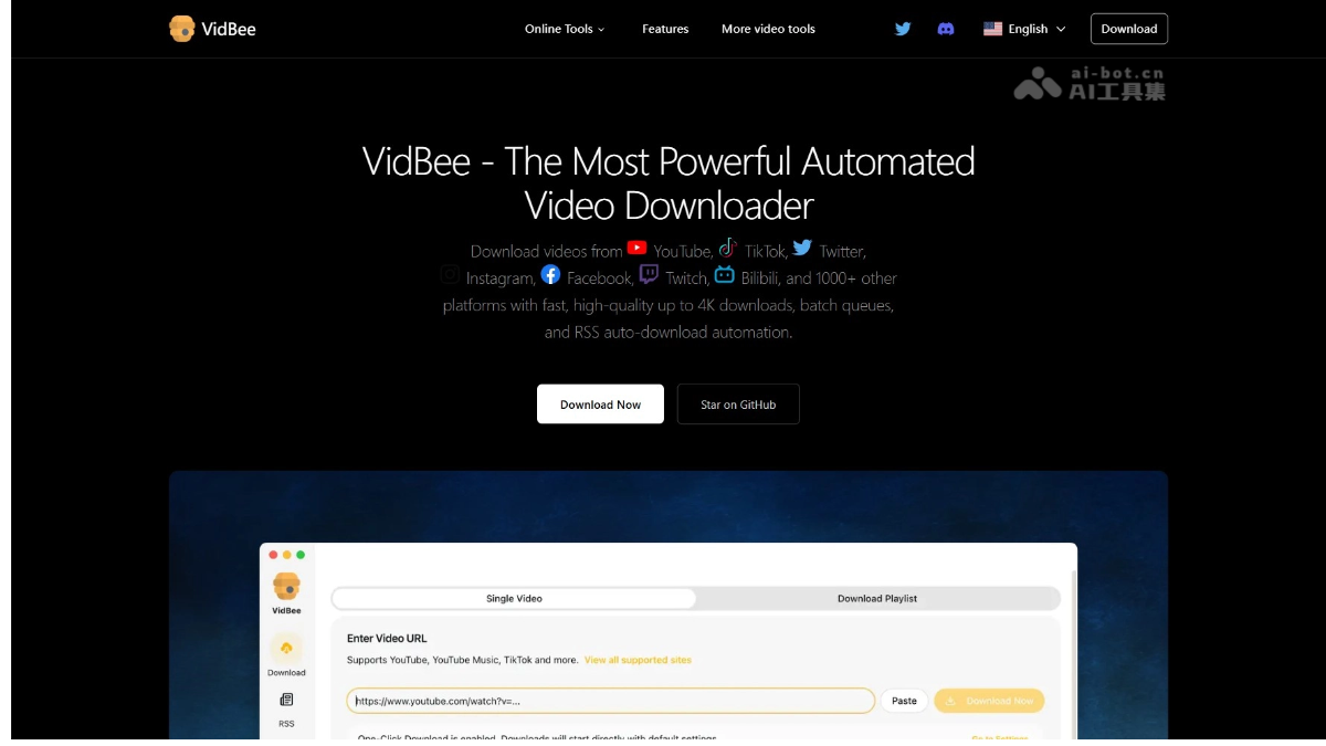 VidBee-开源音视频下载工具，支持YouTube、Bilibili平台